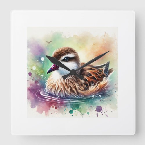 Duck Petrel 140624AREF114 _ Watercolor Square Wall Clock