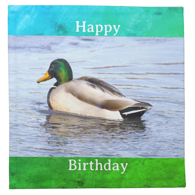 Duck Photo Birthday Cloth Napkin (Front)