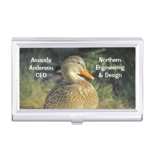 Duck Photo in Sunlight Brown Female Wild Bird Business Card Case