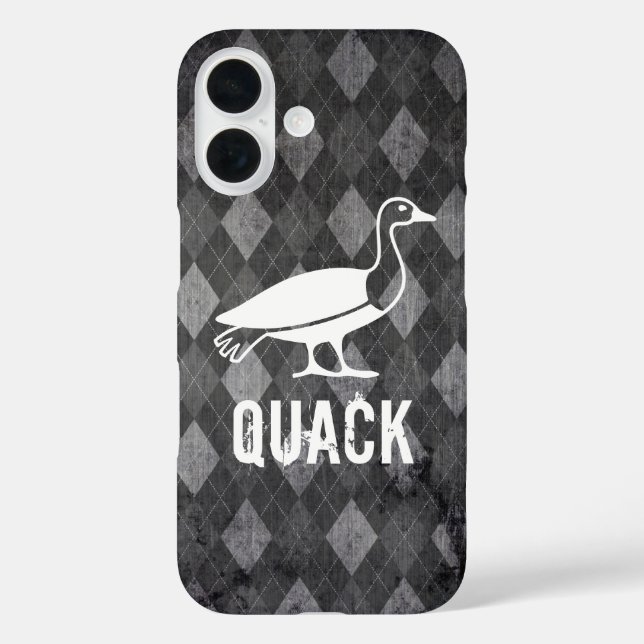 Duck Pictogram on Black Argyle Grunge Case-Mate iPhone Case (Back)