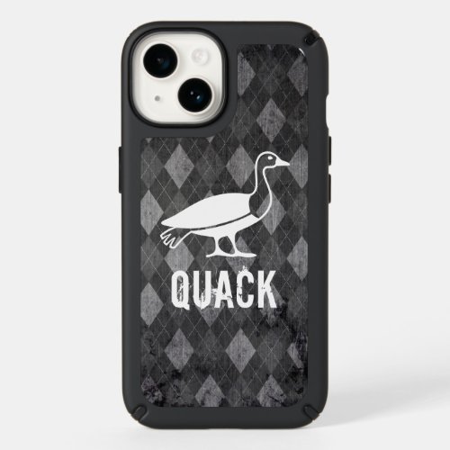 Duck Pictogram on Black Argyle Grunge Speck iPhone 14 Case