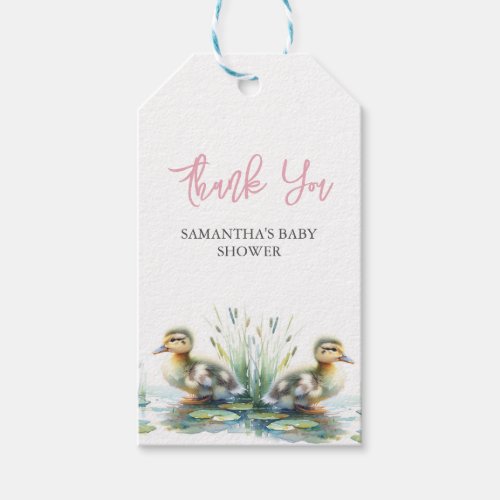 Duck Pink Baby Shower Favor Tags Template