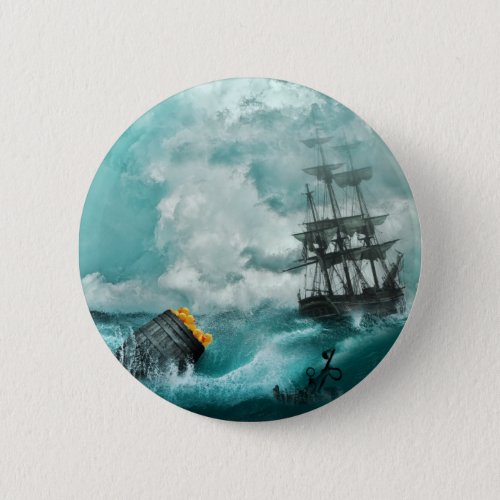 duck pirate ship funny silly ocean  button