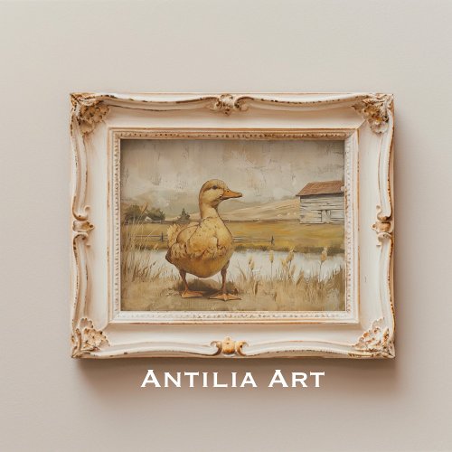 Duck Pond Painting Rustic Country Farmhouse Poster