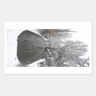 duck pond rectangular sticker