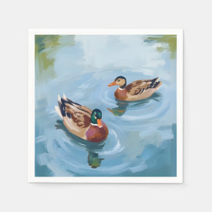 Duck Pond Watercolor Painting Napkins