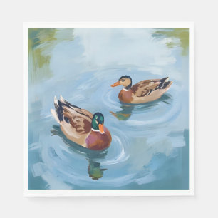 Duck Pond Watercolor Painting Napkins