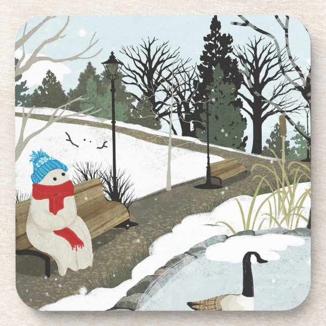 Duck Pond - Winter Beverage Coaster (Front)