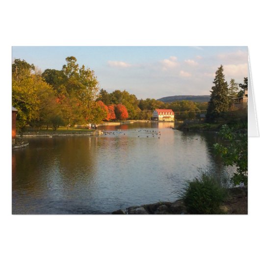 Duck pond with mill in fall cards (Front Horizontal)