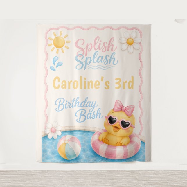 Duck Pool Party Tapestry | Splish Splash Birthday (Front)