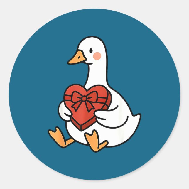 Duck Preppy Silly Just Goose Valentine Love Joke Classic Round Sticker (Front)
