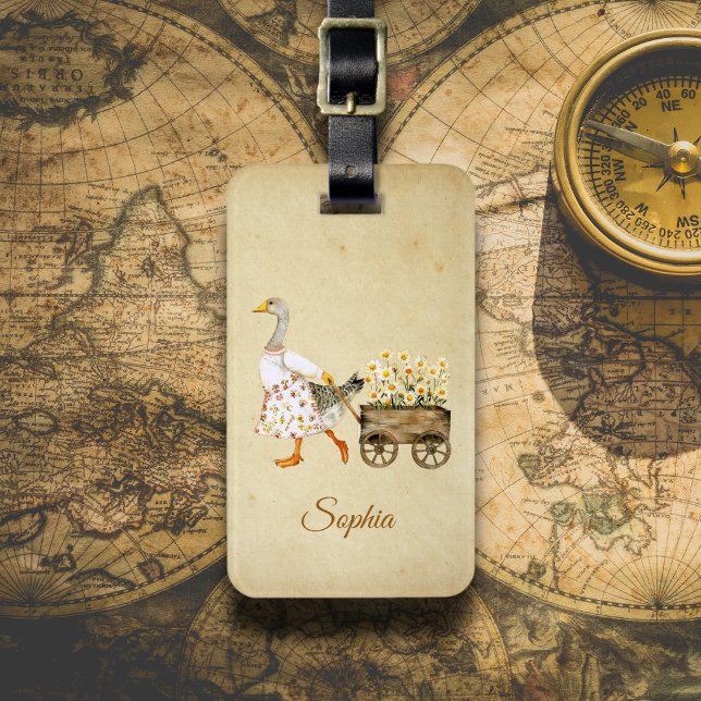 Duck Pulling Flower Cart Luggage Tag (Creator Uploaded)
