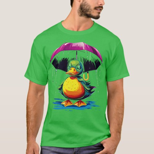 Duck Rainy Day With Umbrella T_Shirt