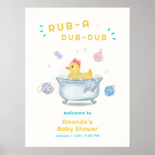 Duck Rub A Dub Dub Bathtub Baby Shower Welcome Poster