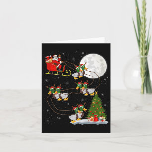 Duck Santa Sleigh Flying Funny Magical Christmas P Card