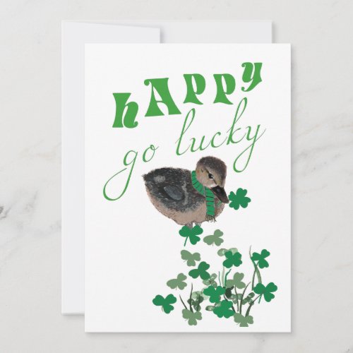 Duck Shamrock Happy Go Lucky St Patricks Day Holiday Card