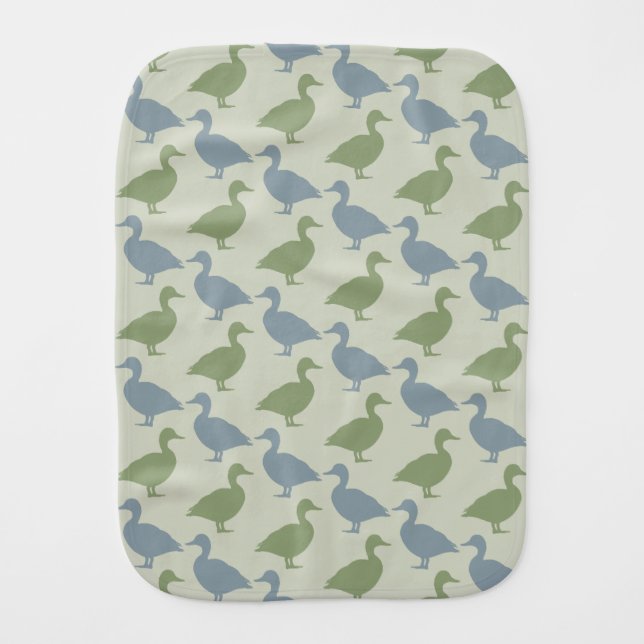 Duck Silhouette: Diagonal Pattern Baby Burp Cloth (Front)