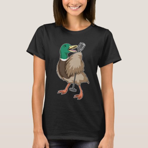 Duck Singer Microphone Music T_Shirt