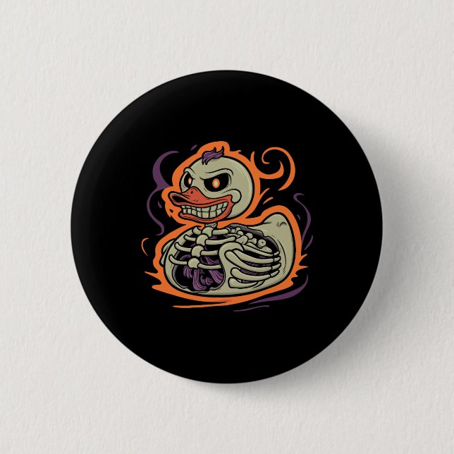 Duck Skeleton Rubber Duckie Costume Party  Button (Front)