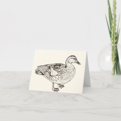 Duck Sketch Thank You Card