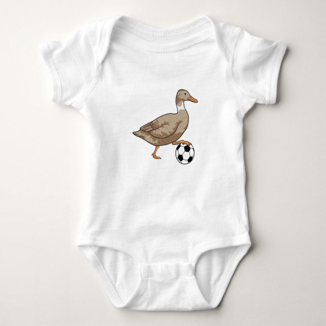 Duck Soccer player Soccer Baby Bodysuit (Front)
