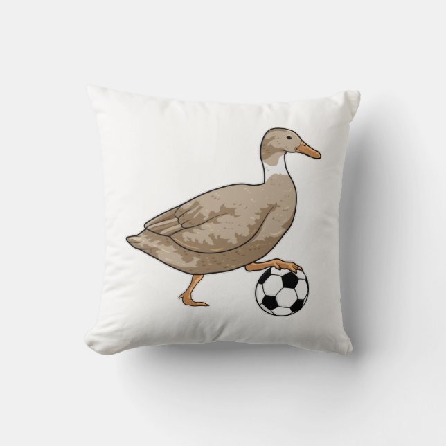 Duck Soccer player Soccer Throw Pillow (Front)