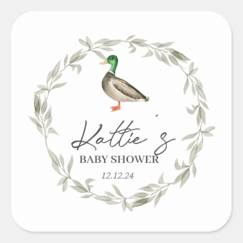 Duck sticker mallard sicker duck baby shower squ square sticker