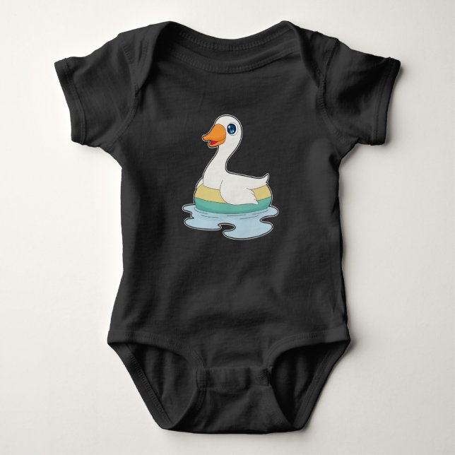 Duck Swimming Swim ring Baby Bodysuit (Front)