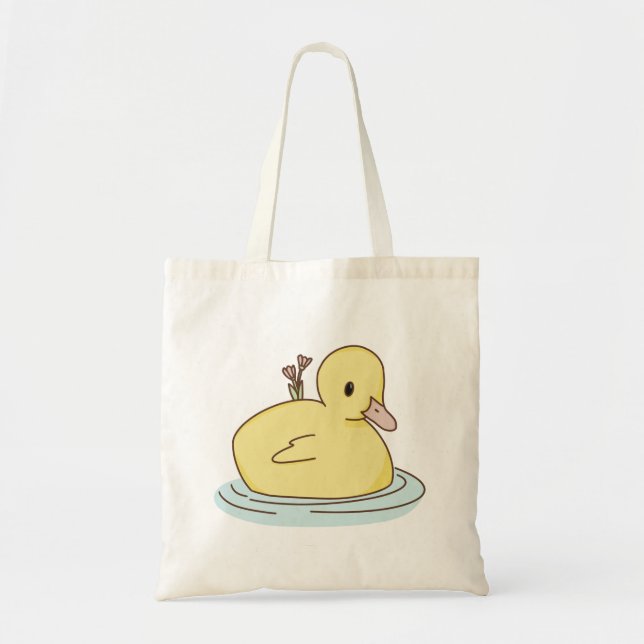 Duck swimming with flowers  tote bag (Front)