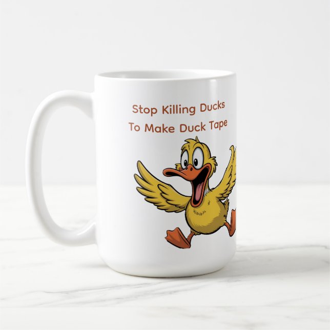 duck tape sarcasm coffee mug (Left)