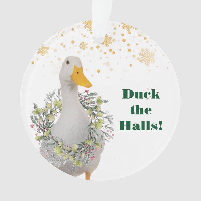 Duck the Halls Christmas Duck Ornament (Front)