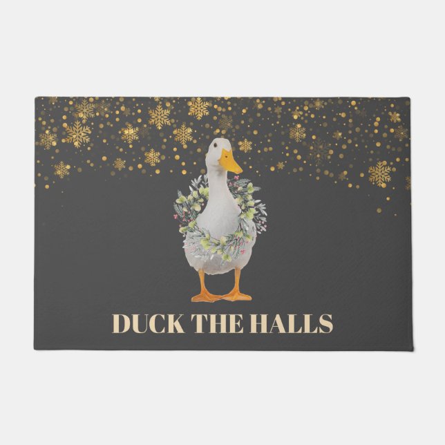 Duck the Halls Festive Christmas Doormat (Front)
