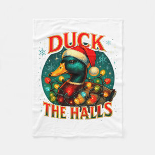 Duck The Halls Funny Christmas Lights Hunting Seas Fleece Blanket