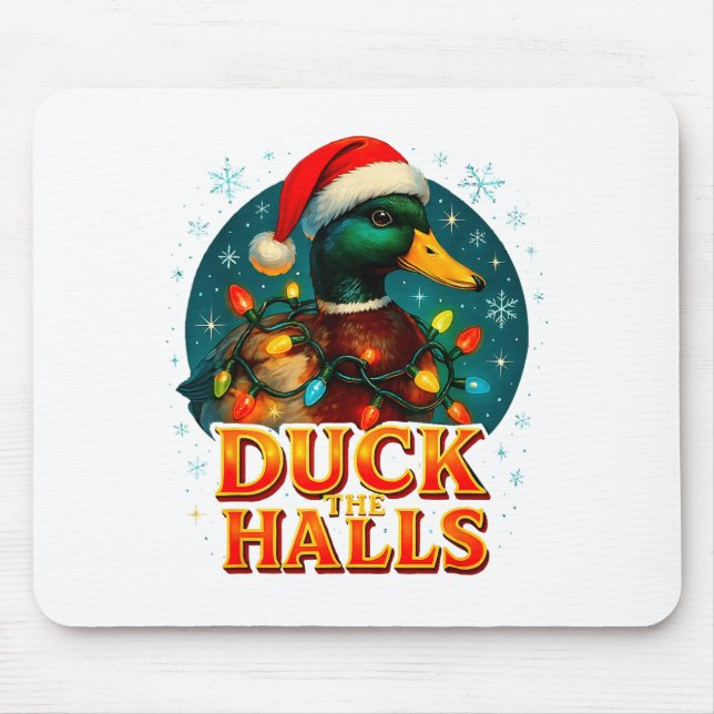 Duck The Halls Funny Christmas Lights Hunting Seas Mouse Pad (Front)