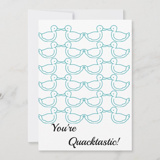 Duck Themed "You're Quacktastic" Thank you Card (Front)
