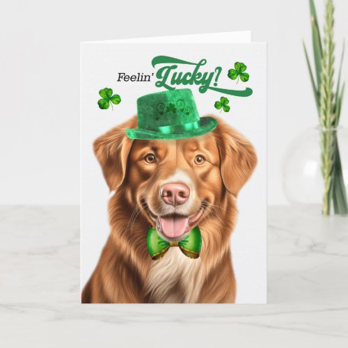 Duck Toller Dog Feelin Lucky St Patricks Day Holiday Card