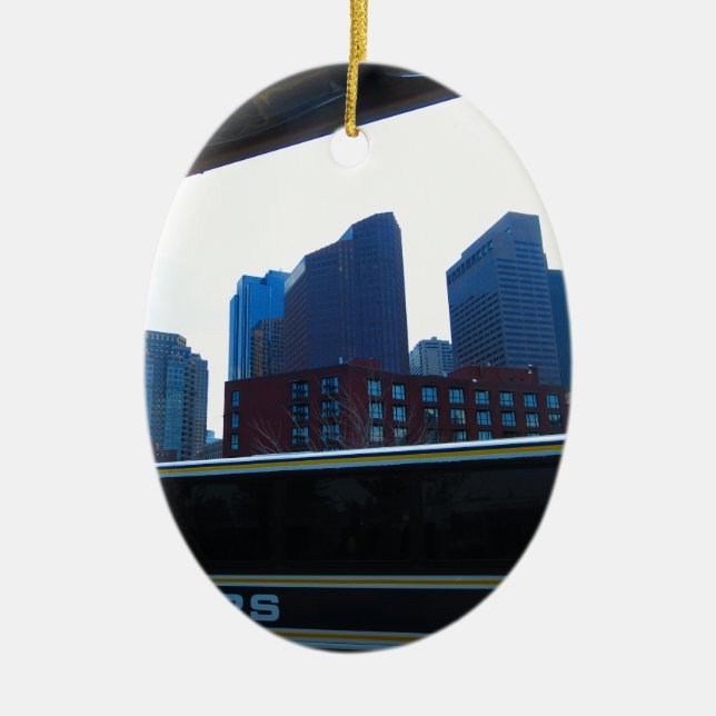 Duck tour window views of Boston City America Ceramic Ornament (Front)