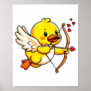 Duck Valentines Cupid Heart Lover Funny Boys Girls Poster