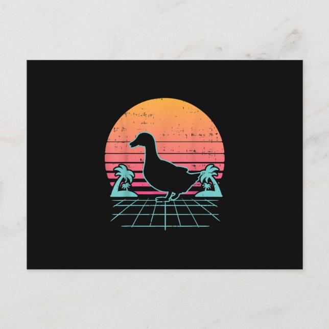 Duck Vaporwave Aestic 80s  Farm Animal Farmer Gift Announcement Postcard (Front)