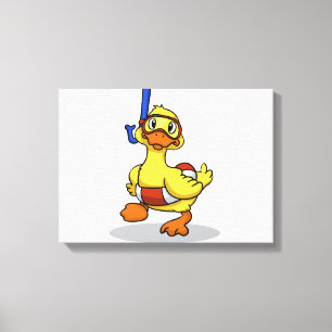 Duck wearing snorkeling mask   choose back color canvas print