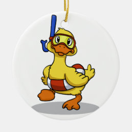 Duck wearing snorkeling mask | choose back color ceramic ornament