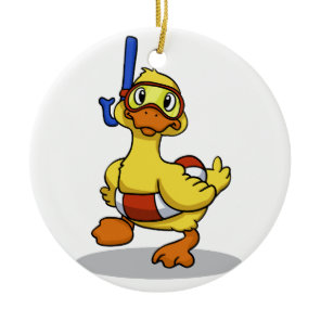 Duck wearing snorkeling mask | choose back color ceramic ornament