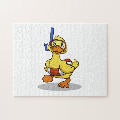 Duck wearing snorkeling mask  choose back color jigsaw puzzle