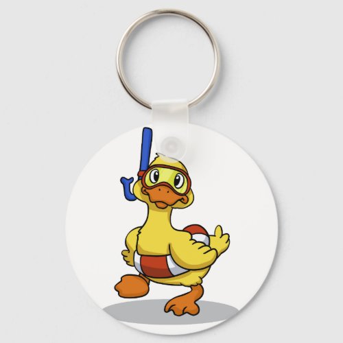 Duck wearing snorkeling mask  choose back color keychain