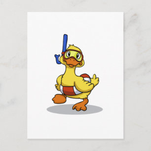 Duck wearing snorkeling mask choose back color postcard