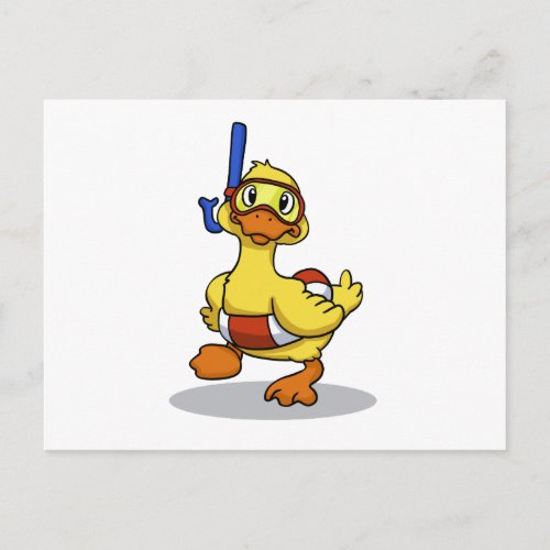 Duck wearing snorkeling mask  choose back color postcard