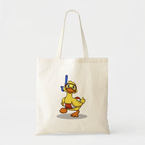 Duck wearing snorkeling mask  choose back color tote bag