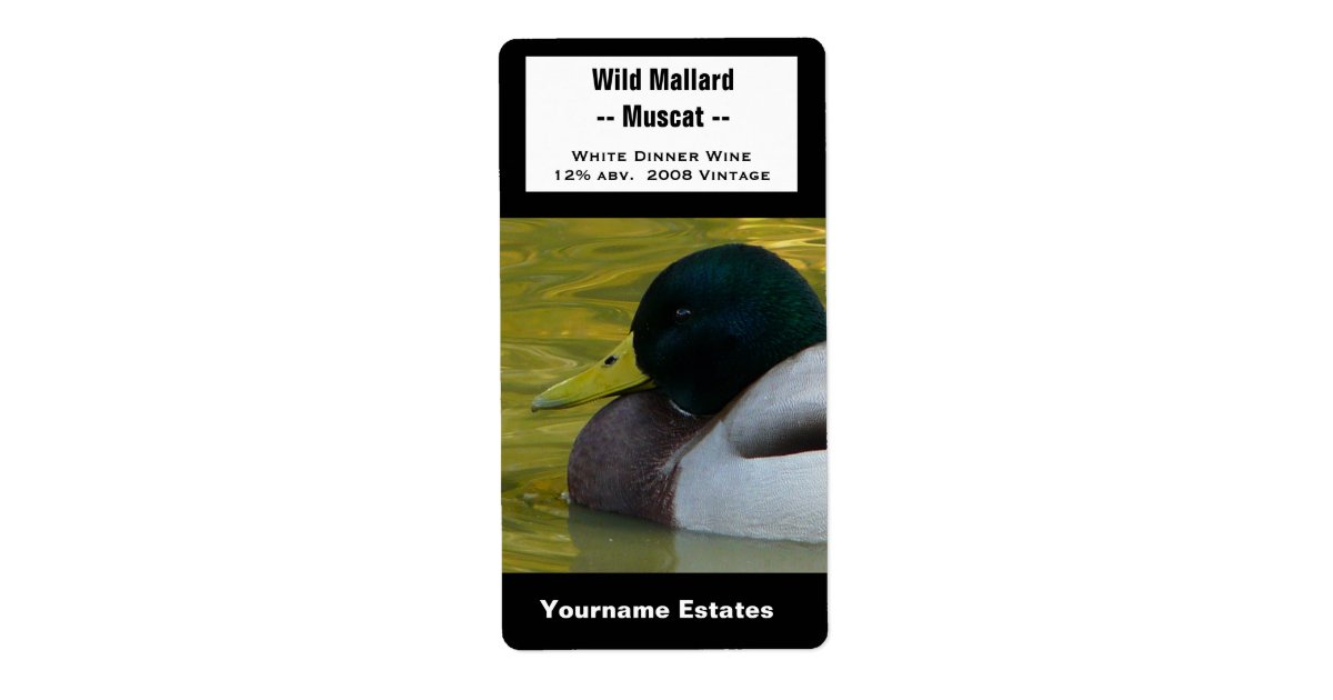 Duck Wine Label - Mallard Photo | Zazzle