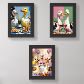 Duck Wine Party Art Wall Art Sets