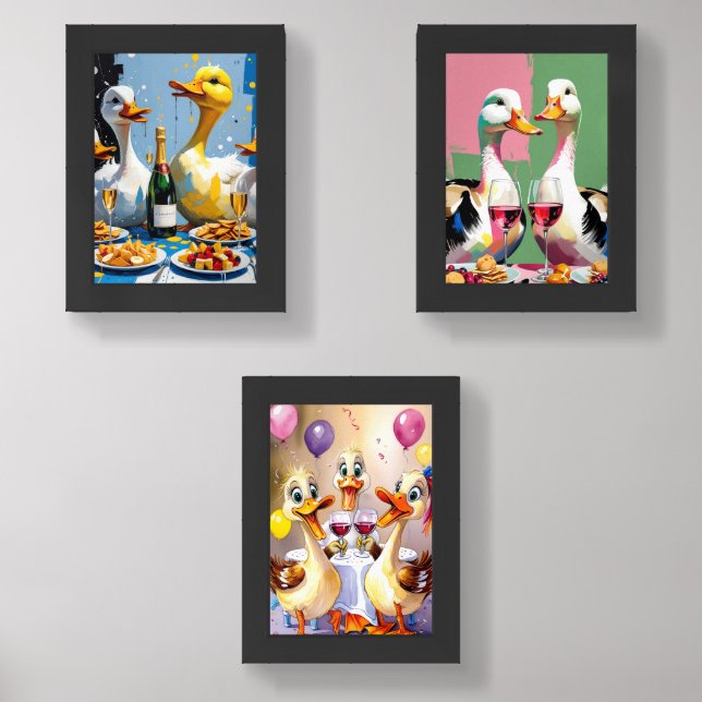 Duck Wine Party Art  Wall Art Sets (Front)